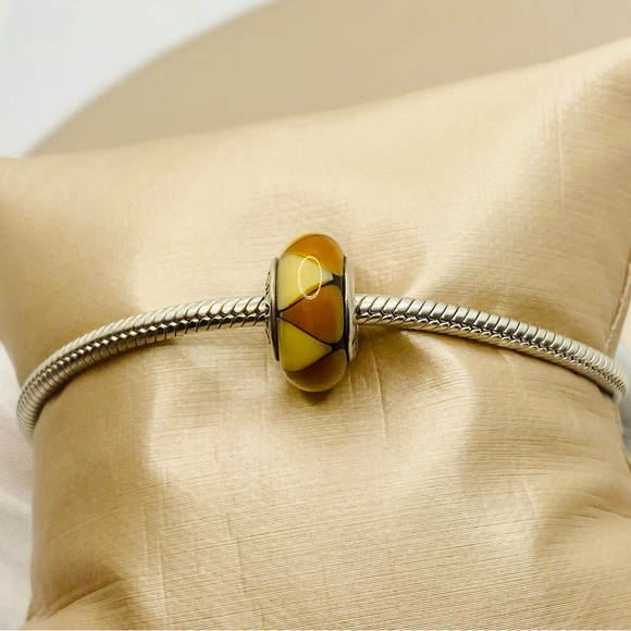 EUC Pandora 790638 Sterling Silver Captivating Amber Murano Glass Charm - Picture 6 of 12